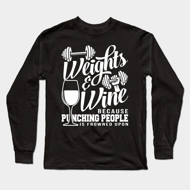 WEIGHTS AND WINE Long Sleeve T-Shirt by Benwe_Studio